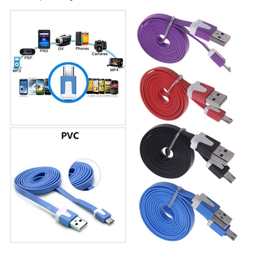 1M 2M 3M FIDEOS PLANA MICRO USB CARGADOR SINCRONIZADOR CABLE DATOS PARA